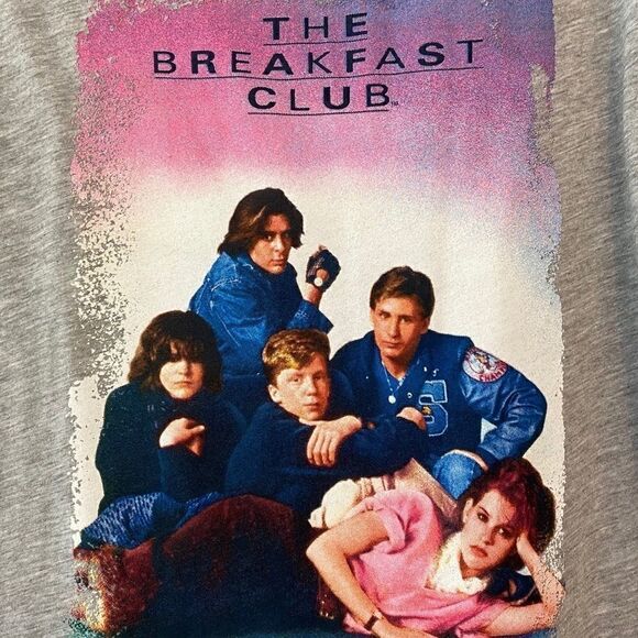 The Breakfast Club Sz L Gray NWOT Group Photo T-Shirt 1984 Cult Classic Movie - Picture 5 of 7